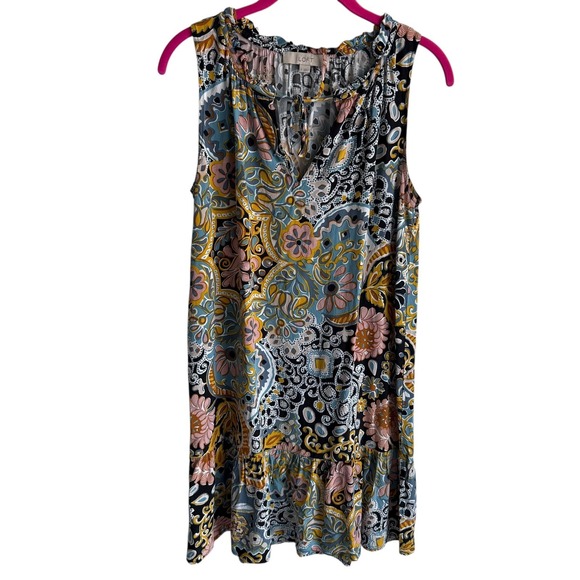LOFT Dresses & Skirts - ANN TAYLOR LOFT Multicolor‎ Paisley Sleeveless Ladies Flounce Dress,S